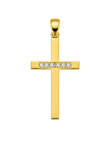 Colgante Cruz Minimalista con Circonitas - Oro Amarillo 18K