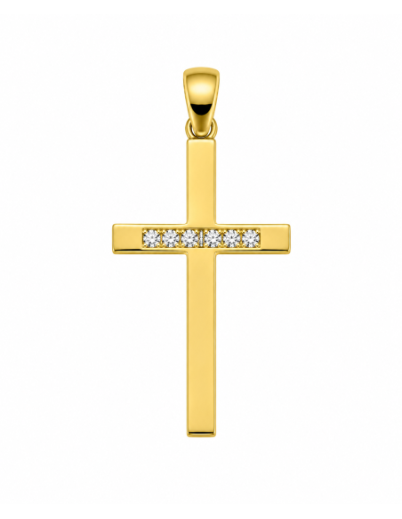 Colgante Cruz Minimalista con Circonitas - Oro Amarillo 18K