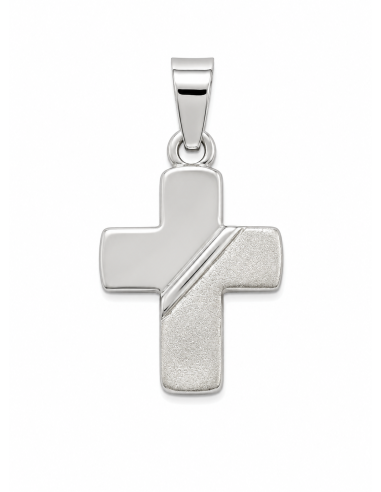 Colgante Cruz Bicolor Texturizada - Oro Blanco 18K