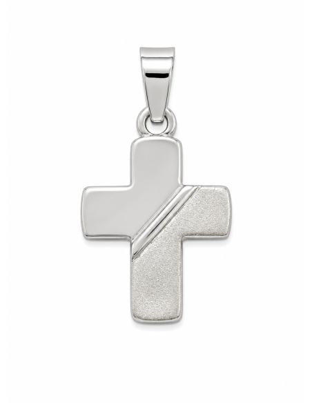 Colgante Cruz Bicolor Texturizada - Oro Blanco 18K