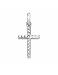 Colgante Cruz con circonitas  - Oro Blanco 18K