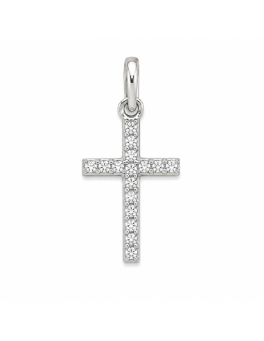 Colgante Cruz con circonitas  - Oro Blanco 18K