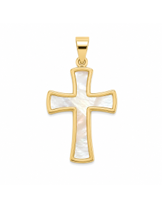 Colgante Cruz Nácar  - Oro Amarillo 18K