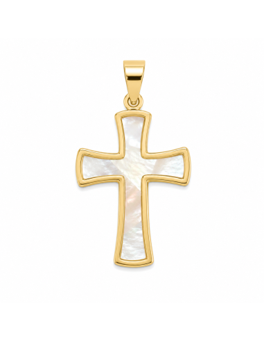 Colgante Cruz Nácar  - Oro Amarillo 18K