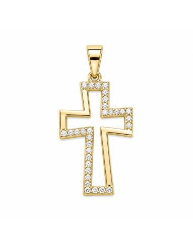 Colgante Cruz Calada con circonitas - Oro Amarillo 18K