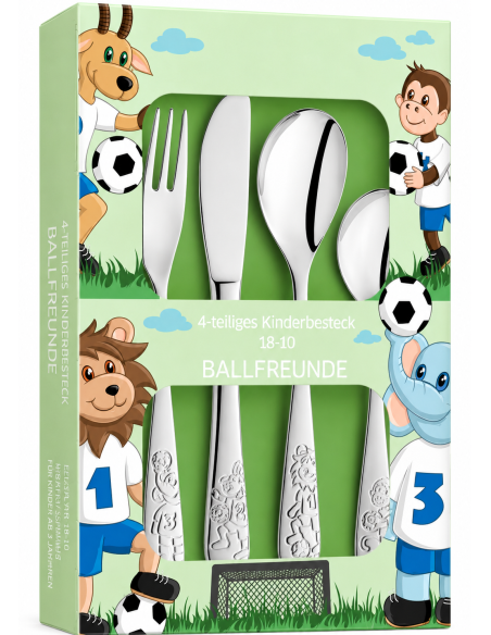Cubierto infantil 4 Piezas Animales Futbolistas (Grabado Incluido) - LU6124