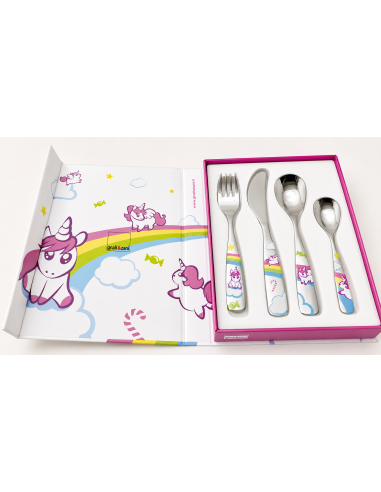 Cubierto Infantil 4 Piezas Little Unicorns (Grabado incluido) - Gnali & Zani LU6076