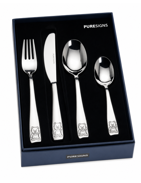 Cubierto Infantil Oso 4 piezas acero(Grabado incluido) - Puresing Lu6115