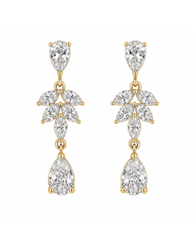 Pendientes para Mujer Chapado en Oro con Circonitas - Plata de ley