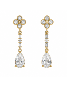 Pendientes para Mujer Chapado en Oro con Circonitas - Plata de ley