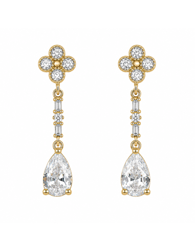 Pendientes para Mujer Chapado en Oro con Circonitas - Plata de ley