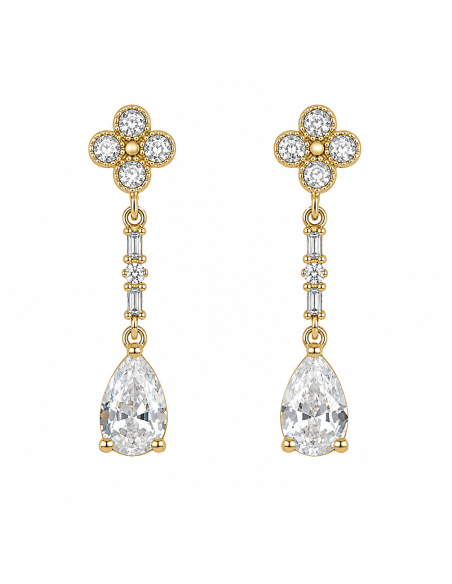 Pendientes para Mujer Chapado en Oro con Circonitas - Plata de ley