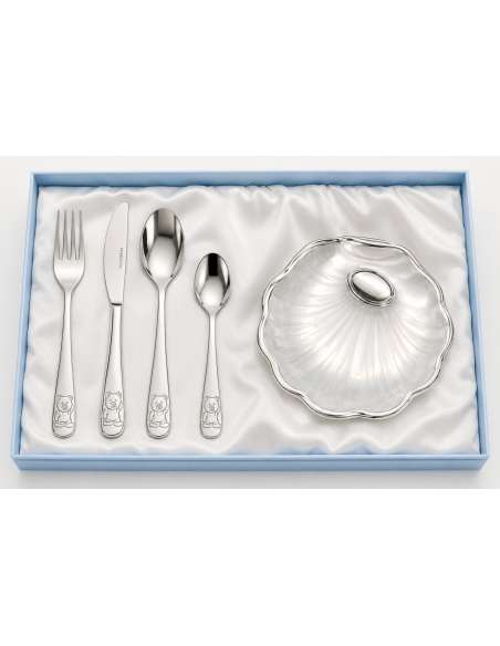 Set Infantil de Bautizo con Concha y Cubiertos Oso –  LU8227