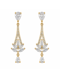 Pendientes para Mujer Chapado en Oro con Circonitas - Plata de ley