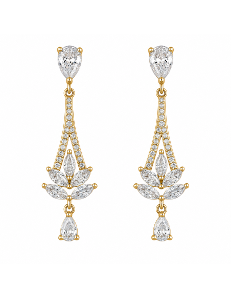 Pendientes para Mujer Chapado en Oro con Circonitas - Plata de ley