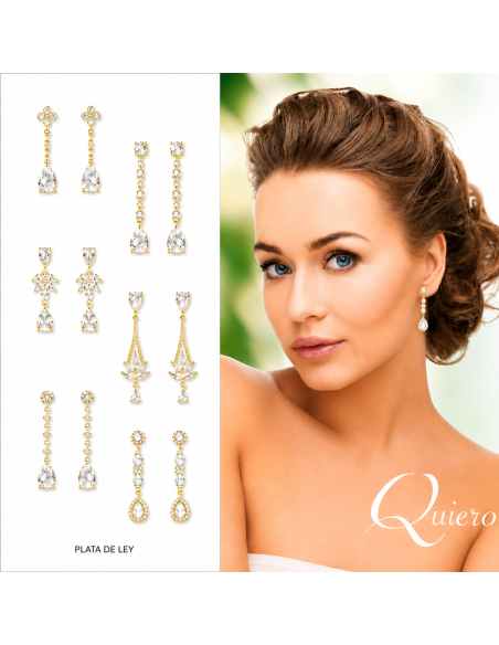 Pendientes para Mujer Chapado en Oro con Circonitas - Plata de ley