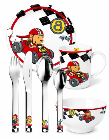 Vajilla Infantil  One Quick de 7 Piezas con motivo coches (Grabado incluido) - Puresings LU6086