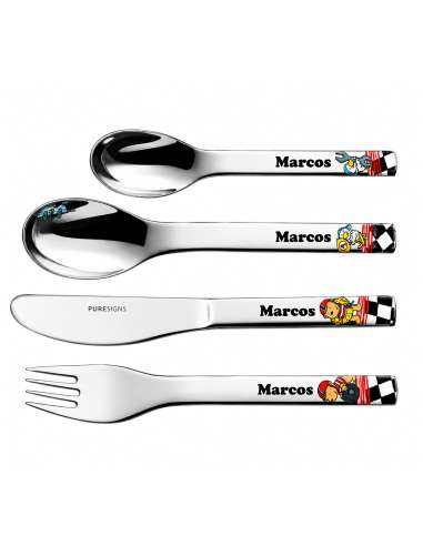 Vajilla Infantil  One Quick de 7 Piezas con motivo coches (Grabado incluido) - Puresings LU6086
