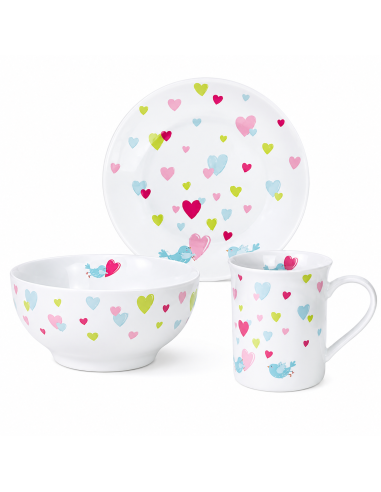 Vajilla Infantil Cora con Corazones 7 Piezas...