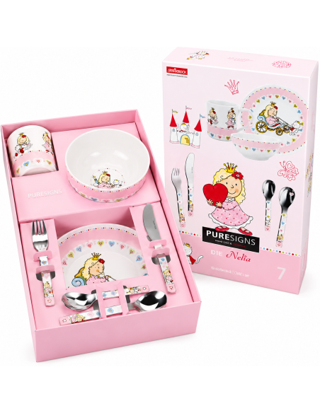 Vajilla Infantil princesa Nelia de 7 Piezas (Grabado incluido) - Puresings LU6082
