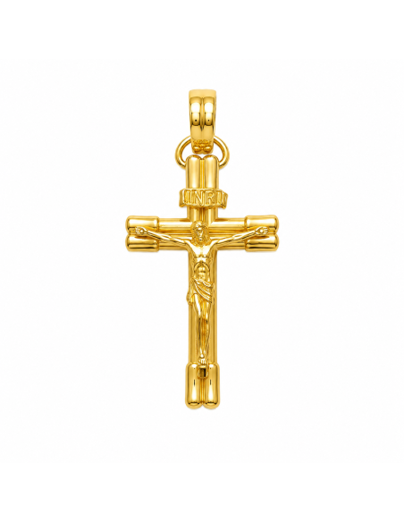 Colgante Cristo Crucificado en Cruz de Madera - Oro Amarillo 18K