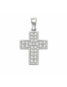 Colgante Cruz con Circonitas - Oro Blanco 18K