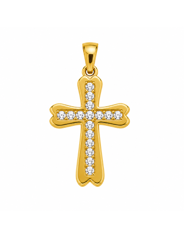 Colgante Cruz con Circonitas Blancas - Oro Amarillo 18K