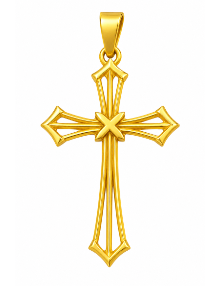 Colgante Cruz Calada - Oro Amarillo y Blanco 18k