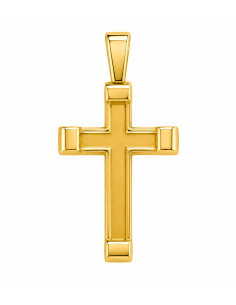 Colgante Cruz con Acabado en mate y Brillo - Oro Amarillo 18K