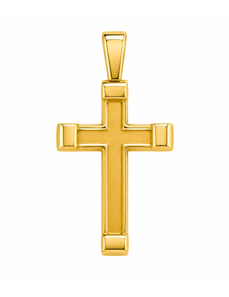 Colgante Cruz con Acabado en mate y Brillo - Oro Amarillo 18K