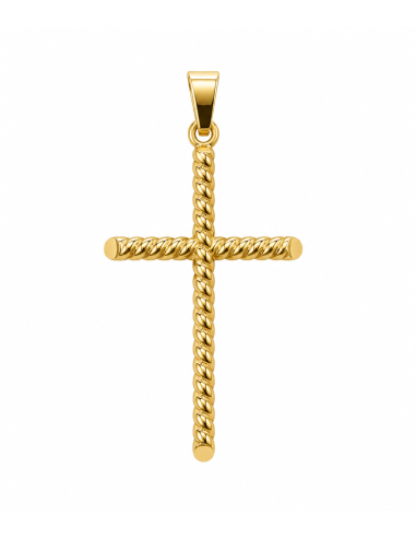 Colgante Cruz Tallada con Terminales Redondos - Oro Amarillo 18K