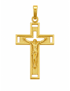 Colgante Crucifijo Calado con Cristo - Oro Amarillo 18K