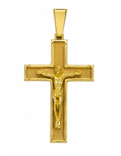 Colgante Cruz Clásica con Cristo en Relieve - Oro Amarillo 18K