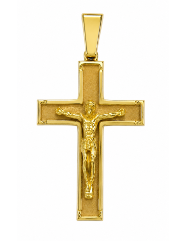 Colgante Cruz Clásica con Cristo en Relieve - Oro Amarillo 18K