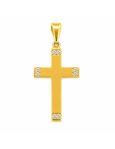 Colgante Cruz  con Circonitas Diseño Clásico y Elegante - Oro Amarillo 18K