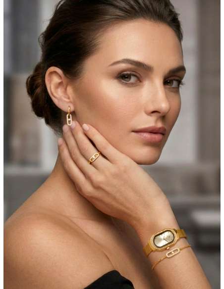 Pendientes para Mujer Eslabón con Circonitas Plata Chapada en Oro - Marea  D02801/AS
