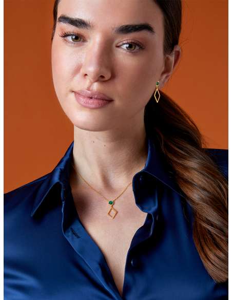 Pendientes para Mujer GeométricoTurquesa Plata Chapada en Oro - Marea  D03501/BV