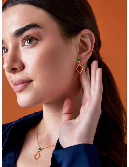 Pendientes para Mujer GeométricoTurquesa Plata Chapada en Oro - Marea  D03501/BV