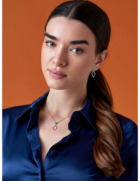 Pendientes para Mujer Geomietrico con Turquesa Plata - Marea  D03501/BU