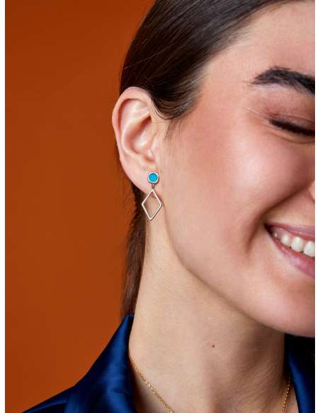 Pendientes para Mujer Geomietrico con Turquesa Plata - Marea  D03501/BU