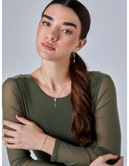 Pendientes para Mujer Largos con Circonitas y Cadenas Plata - Marea D04101/AU