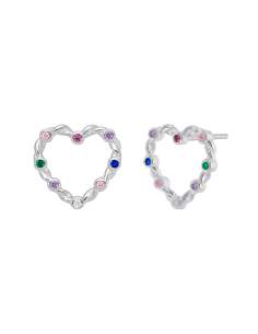 Pendientes para Mujer Corazón con Circonitas Multicolor Plata - Marea D026601/AA