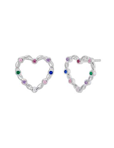 Pendientes para Mujer Corazón con Circonitas Multicolor Plata - Marea D026601/AA