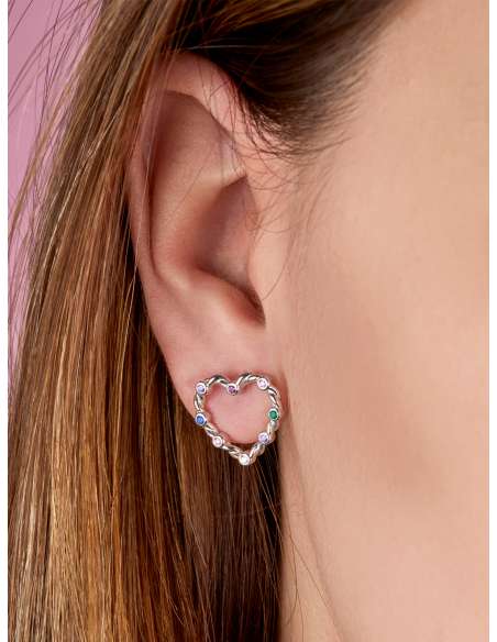Pendientes para Mujer Corazón con Circonitas Multicolor Plata - Marea D026601/AA