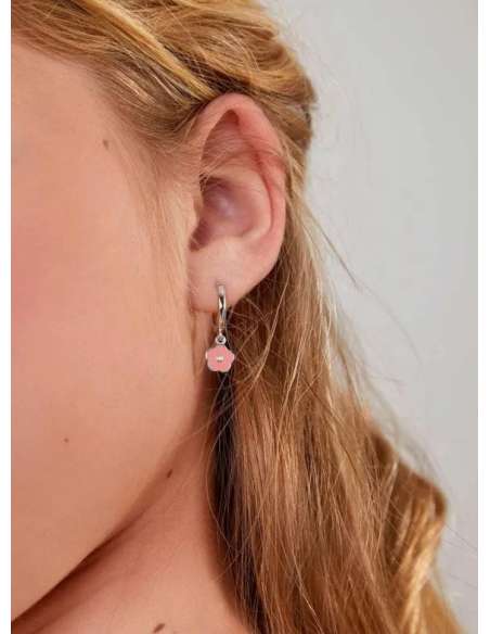 Pendientes Niña Flor Rosa con Circonita - Marea D03601/AA