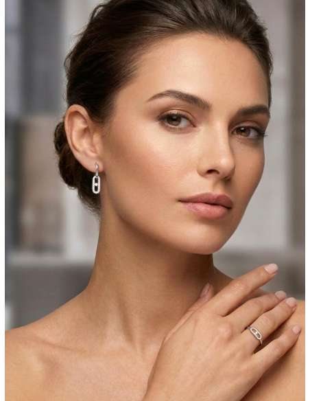 Pendientes para Mujer Eslabón con Circonitas Plata - Marea D04101/AW