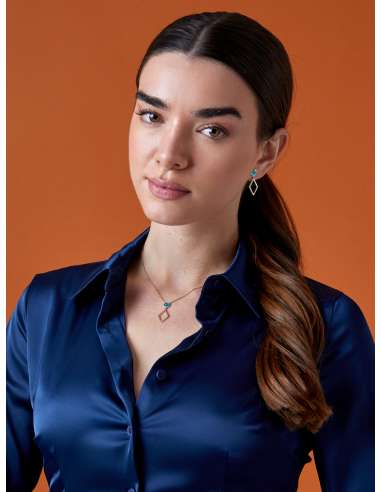 Collar para Mujer Geométrico con Piedra Azul...
