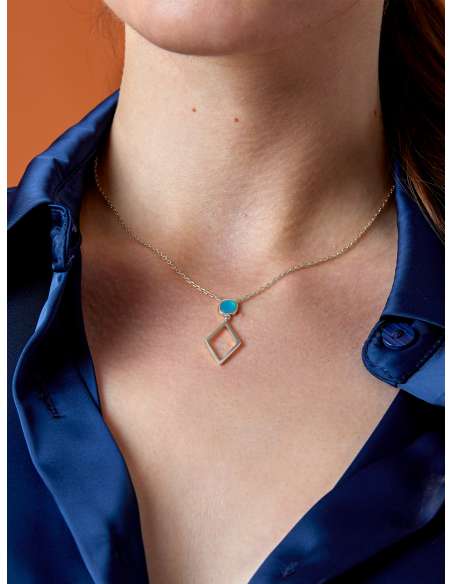 Collar para Mujer Geométrico con Piedra Azul Plata - Marea D03507/BQ