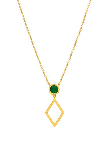 Collar para Mujer Geométrico con Ágata Verde Plata Chapada - Marea D03507/BR