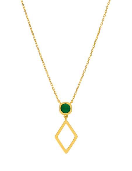 Collar para Mujer Geométrico con Ágata Verde Plata Chapada - Marea D03507/BR